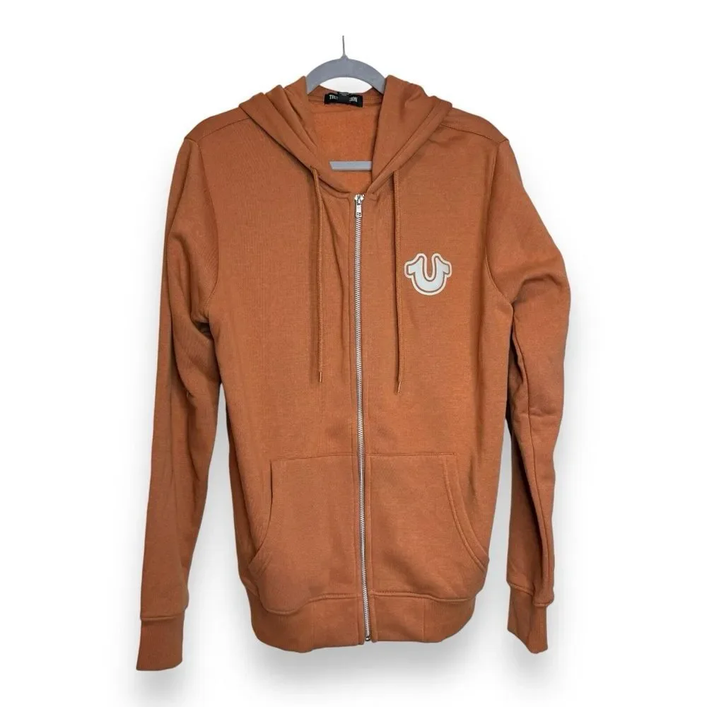 $119 True Religion Buddha Hoodie Adult Size L Color Mandarin‎ Full Zip New